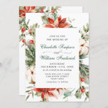 Invitation Elegant Red Poinsettia Pine Fir Watercolor Wedding<br><div class="desc">Create the perfect Wedding invite with this "Elegant Red Poinsettia Pine Fir Watercolor Wedding Invite" modèle. For further customization,  please click the "customize further" link and use our design tool to modify this template. If you need help or matching items,  please contact me.</div>