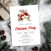 Invitation Elegant Red Poinsettia Script Font Christmas