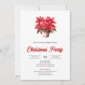 Invitation Elegant Red Poinsettia Watercolor Christmas Invite (Devant)