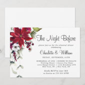 Invitation Elegant Red Poinsettia Watercolor REHEARSAL DINNER (Devant / Derrière)