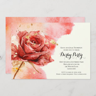 Invitation Élégant Red Rose Derby Party