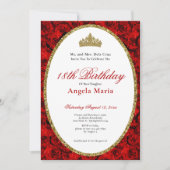 Invitation Elegant Red Roses Floral 18th Birthday Debut (Devant)