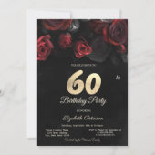 Invitation Elégant Red Roses gothique 60e anniversaire (Devant)