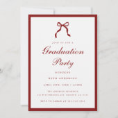 Invitation Elegant Red Script Coquette Graduation Party Photo (Devant)