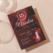 Invitation Elegant Red Silk & Royal Blue 18th Birthday  