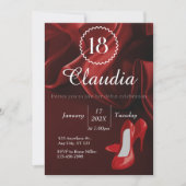 Invitation Elegant Red Silk & Royal Blue 18th Birthday   (Devant)