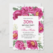 Invitation Elégant Red Violet Peony Green 30e anniversaire (Devant)