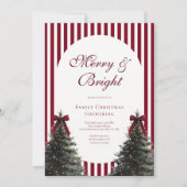 Invitation Elegant Red Watercolor Bow Family Christmas Party (Devant)