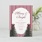 Invitation Elegant Red Watercolor Bow Family Christmas Party (Debout devant)