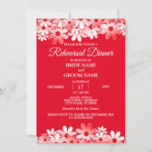 Invitation Elegant Red White Floral Wedding Rehearsal Dinner (Devant)