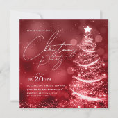 Invitation ELEGANT Red Winter Christmas Tree Party  (Devant)