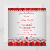 Invitation Élégant Régal Red Pearl Diamond Lace Party (Dos)