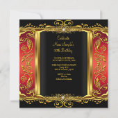 Invitation Elégant Regal Rouge Black Or Reine Anniversaire 2 (Dos)