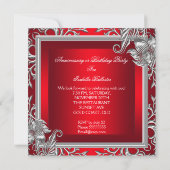 Invitation Élégant Regal rouge Silver Floral Party (Dos)