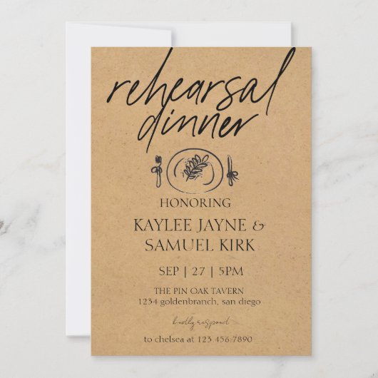 Invitation Elegant Rehearsal Dinner (Devant)