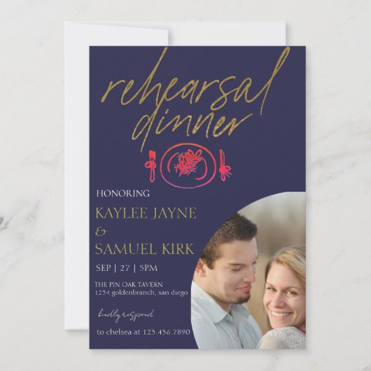 Invitation Elegant Rehearsal Dinner (Devant)