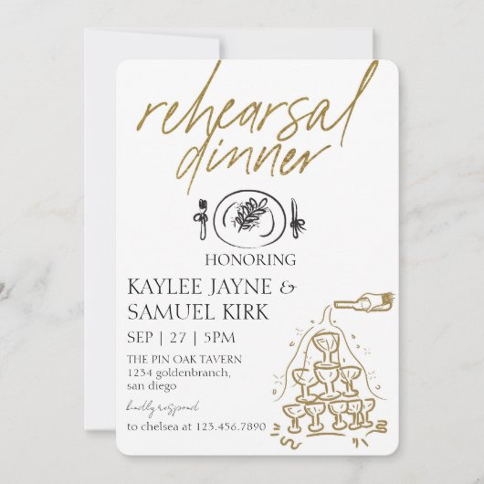 Invitation Elegant Rehearsal Dinner (Devant)
