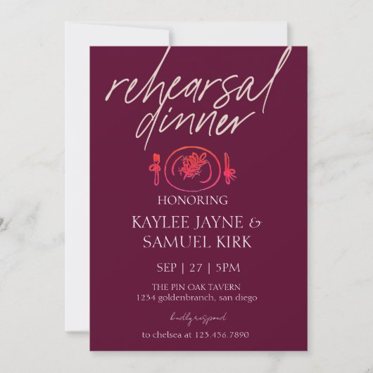 Invitation Elegant Rehearsal Dinner (Devant)