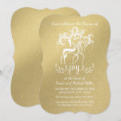 Invitation Elégant Reindeer Joy Fête Faux-Gold (Devant / Derrière)