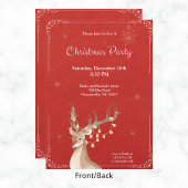 Invitation Élégant Reindeer Noël Fête Rouge