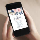 Invitation Élégant repas de Pâques bleu bleu bleu bleu rose