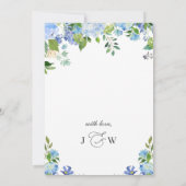 Invitation Élégant repas nuptial bleu Hydrangea aquarelle (Dos)