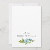 Invitation Élégant repas nuptial bleu Hydrangea aquarelle (Dos)