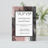 INVITATION ÉLÉGANT RÉPONSE NOIR ROSE FLOTTANT (Debout devant)