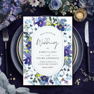 Invitation Elégant ressort bleu pourpre pourpre mariage