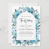 Invitation Elégant ressort bleu poussiéreux mariage (Devant)