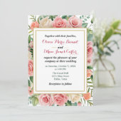 Invitation Elégant ressort Blush Floral Mariage Gold Frame (Debout devant)