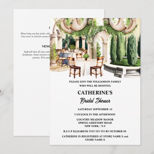 Invitation Elégant restaurant gastronomique topiaire (Devant / Derrière)