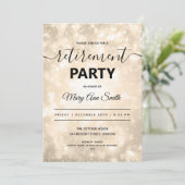 Invitation Elegant Retirement Party Gold Champagne Sparkles (Debout devant)