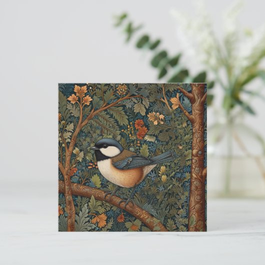 Invitation Elegant Retro Art Nouveau woodland bird (Debout devant)