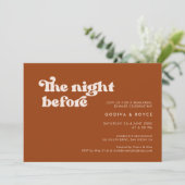 Invitation Élégant rétro brûlé orange La veille (Debout devant)