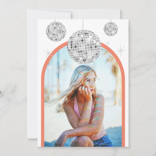 Invitation Élégant Retro Disco Groove Fête des mariées rose (Dos)