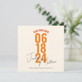 Invitation Élégant rétro floral moderne orange save the date (Debout devant)