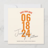 Invitation Élégant rétro floral moderne orange save the date (Devant)