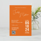 Invitation Élégant rétro floral orange moderne (Debout devant)