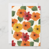 Invitation Élégant rétro moderne floral orange (Dos)