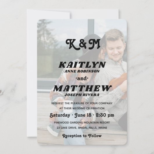 Invitation Élégant Retro Monogram Overlay 2 Mariage photo (Devant)