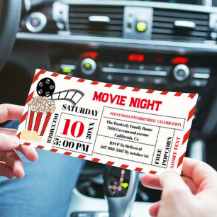 Invitation Élégant Retro Movie Nuit Anniversaire Billet de fê