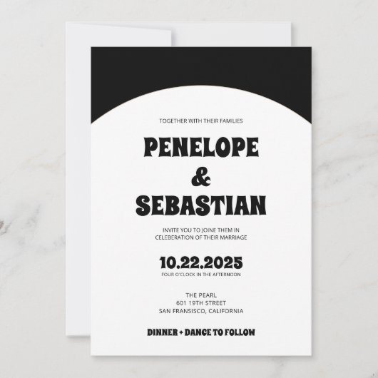 Invitation Elégant Retro Noir & Blanc Super Mariage tendance (Devant)