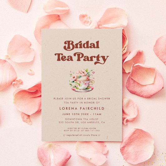 Invitation Elégant rétro Peach Pink Bridal Tea