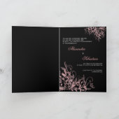 Invitation Elegant Retro Pink Flower Swirl Wedding Invite (Intérieur)