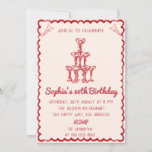 Invitation Elegant Retro Red Martini Glass 30th Birthday (Devant)