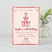 Invitation Elegant Retro Red Martini Glass 30th Birthday (Debout devant)