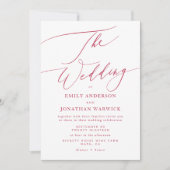 Invitation Élégant Rétro Rouge Magenta Le Mariage (Devant)