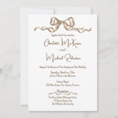 Invitation Elegant Ribbon & Bow Warm Brown Classic Wedding (Devant)