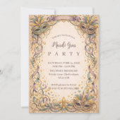 Invitation Elegant Ribbon Mask Mardi Gras Masquerade (Devant)